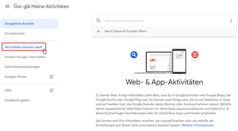 google aktivitäten löschen.